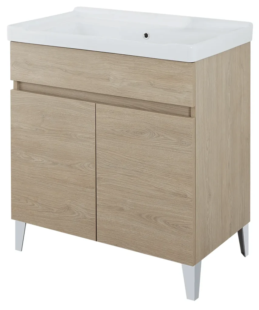 Lavatoio a Terra 80x46,8 Due Ante Con Vasca Feridras "Alba" Rovere Dolomite