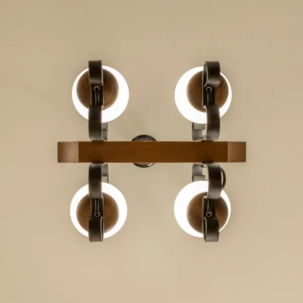 Brilagi - Lampadario a sospensione con catena QUEEN 4xE14/40W/230V faggio/noce