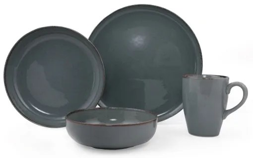 Set da tavola 16 pezzi in porcellana, grigio