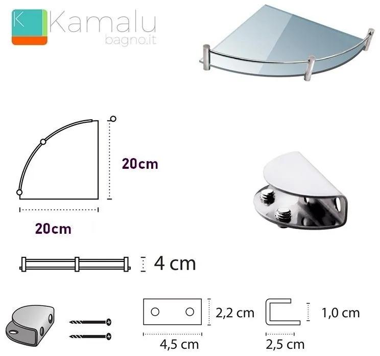 Kamalu - mensola bagno 20cm in vetro trasparente vitro-70