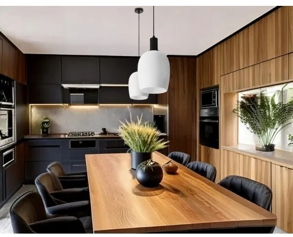 Lampada sospesa a cavo WOLKEN 1xE27/40W/230V bianco/nero