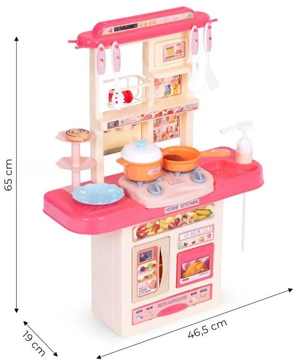 Cucina compatta per bambini con LED + 10 accessori - rosa