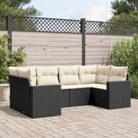 Set Divano da Giardino 6 pz con Cuscini Nero in Polyrattancod mxl 88028