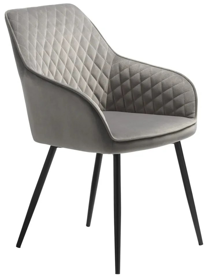 Sedia da pranzo grigio chiaro in imbottito con braccioli Milton – Unique Furniture