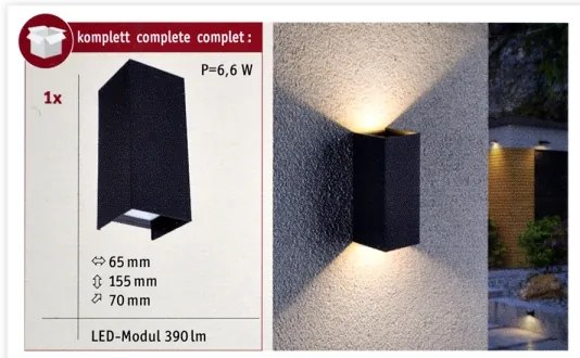 Paulmann 94326 - 2xLED/2,8W IP44 applique da esterno FLAME 230V