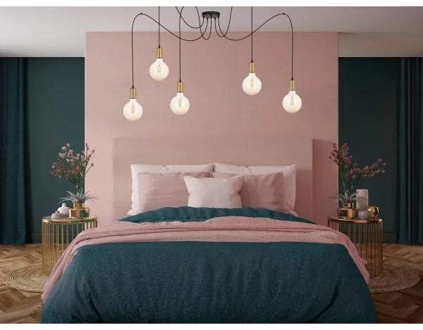 Lampadario a sospensione con filo MIROS 5xE27/60W/230V ragno nero/oro