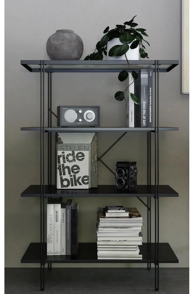 Libreria nera in rovere 79x117 cm Wainwright - Støraa