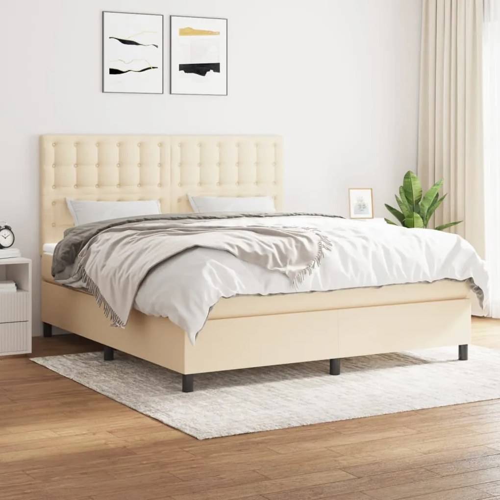 Giroletto A Molle Con Materasso Crema 160x200 Cm İn Tessuto /