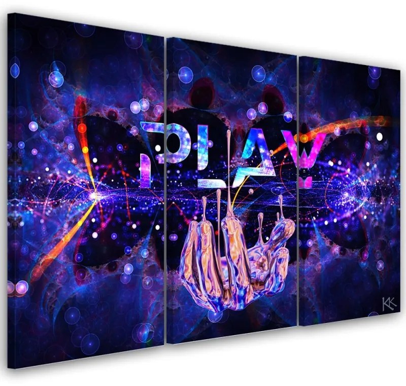 Quadro su tela 3  pannelli, Neon con il gioco dell'iscrizione  Dimensioni 60x40