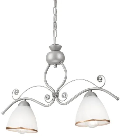 Lampadario a sospensione con catena RETRO 2xE27/60W/230V argento