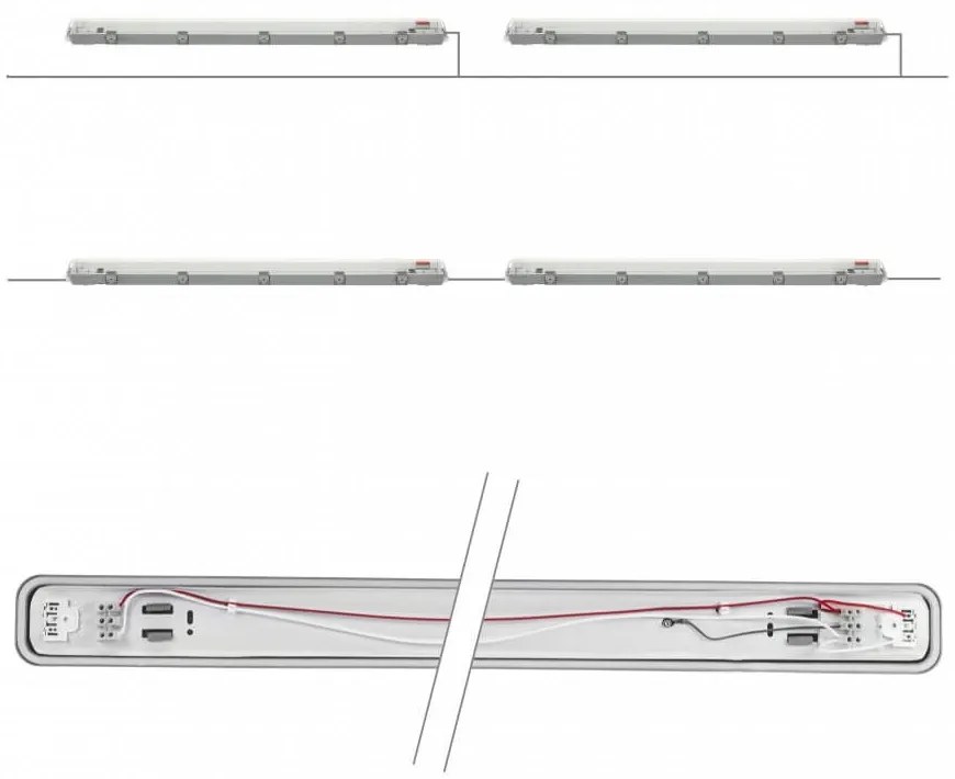 Plafoniera IP65 per 1 tubi LED 150cm – Stagna - (alimentazione Unilaterale) Plafoniera  per 1 tubo LED da 150cm