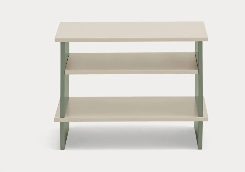 Comodino verde/color crema con ripiani Inari – Teulat