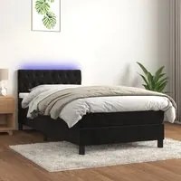 Letto a Molle con Materasso e LED Nero 100x200 cm in Velluto 3134569