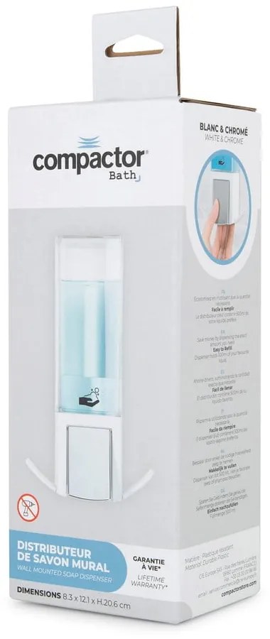 Distributore di sapone bianco da parete 500 ml - Compactor