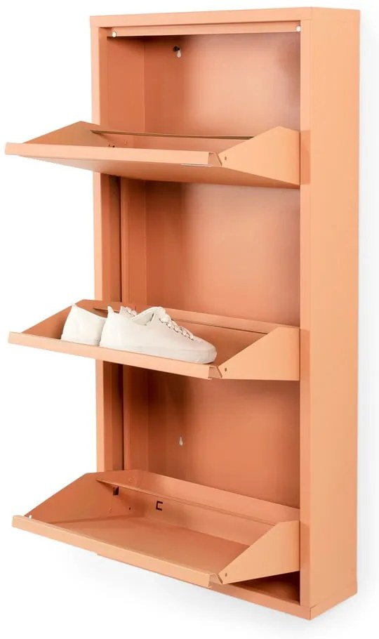 Scarpiera color salmone in metallo con ante ribaltabili 50x103x15 cm Billy – Spinder Design