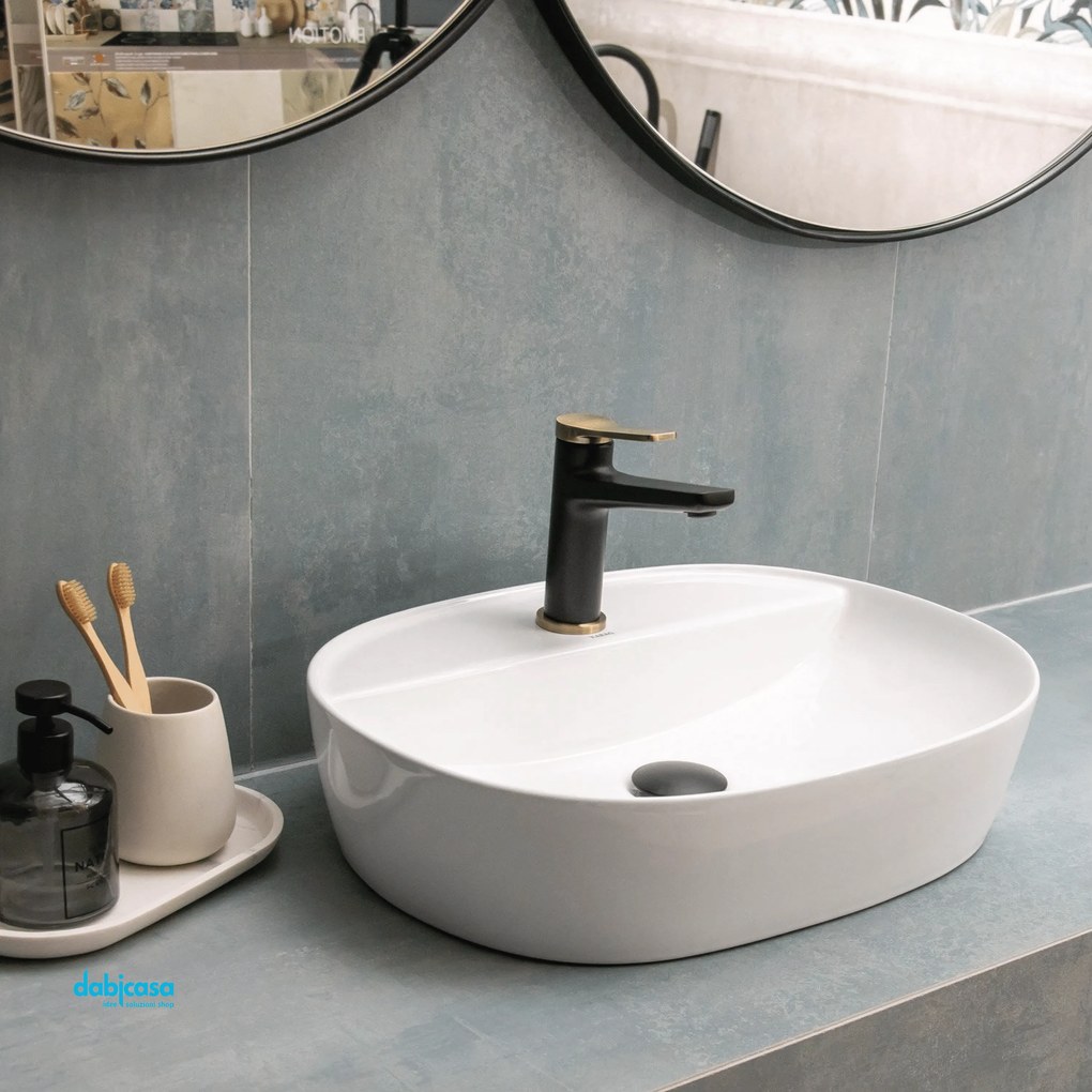 Lavabo D'Appoggio Da 50,5x38,5 Cm Finitura Bianco Lucido