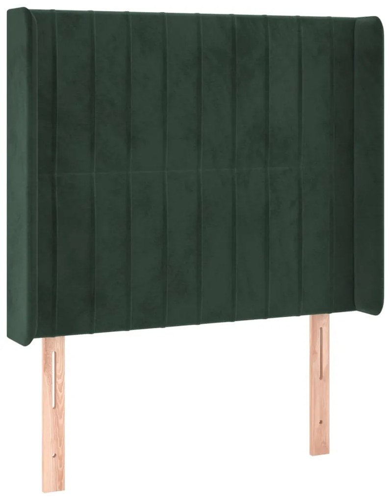 Testiera ad orecchio verde scuro 93x16x118/128 cm in velluto