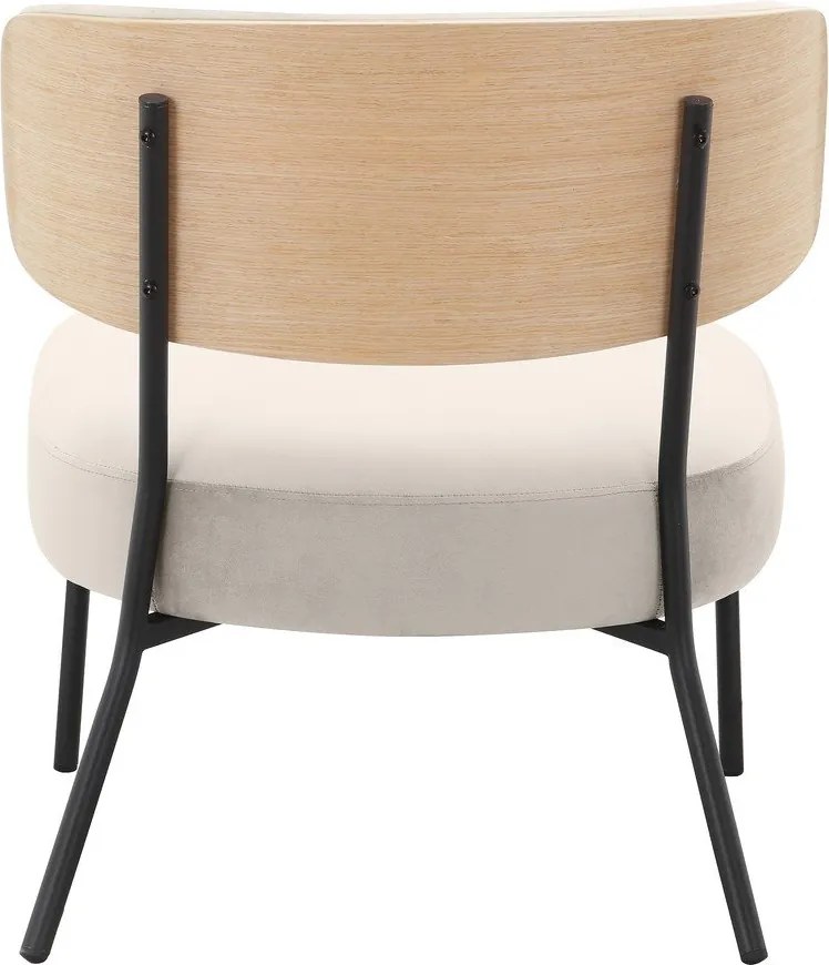 Poltrona in velluto crema con poggiapiedi Jerry - Støraa