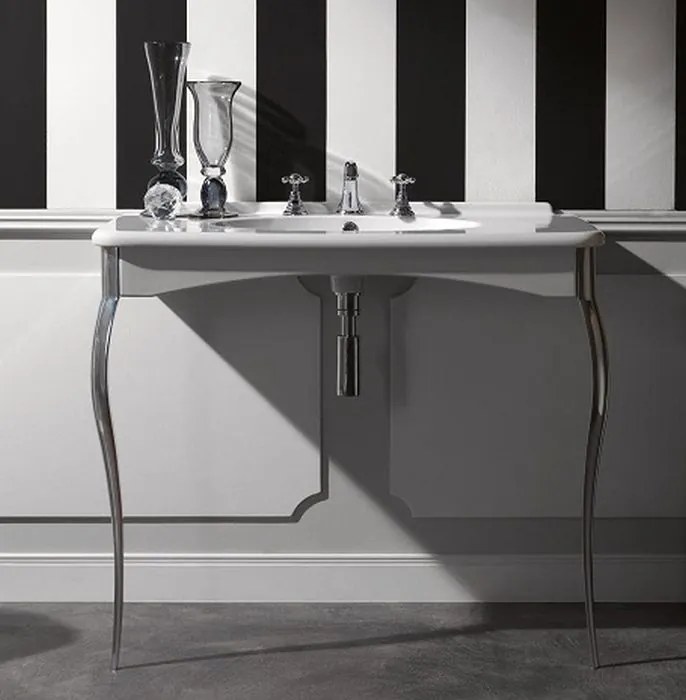 Kerasan Retro lavabo con consolle 100 cm nero 1049K4