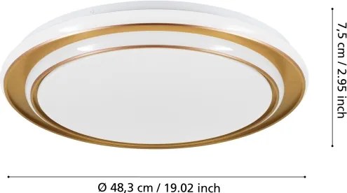 Eglo 902045 - Plafoniera LED MOSCHELLA LED/36W/230V, Ø 49 cm, finitura oro