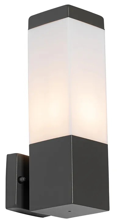 Lampada da parete per esterni moderna grigio scuro con opalina - Malios