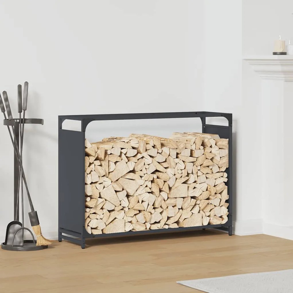 Rastrelliera Per Legna Da Ardere Antracite 90x28x65 Cm /