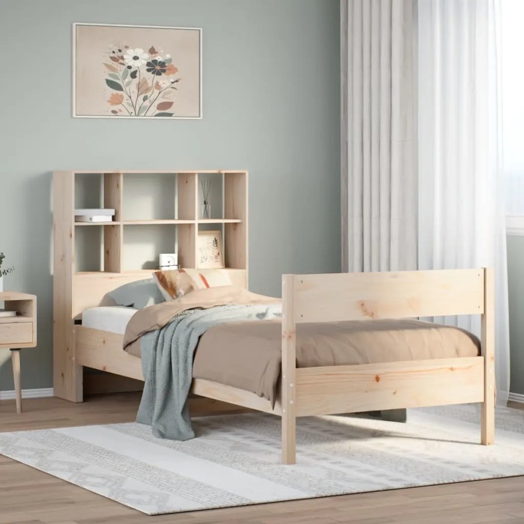 Letto libreria senza materasso 90x190 cm legno massello pino