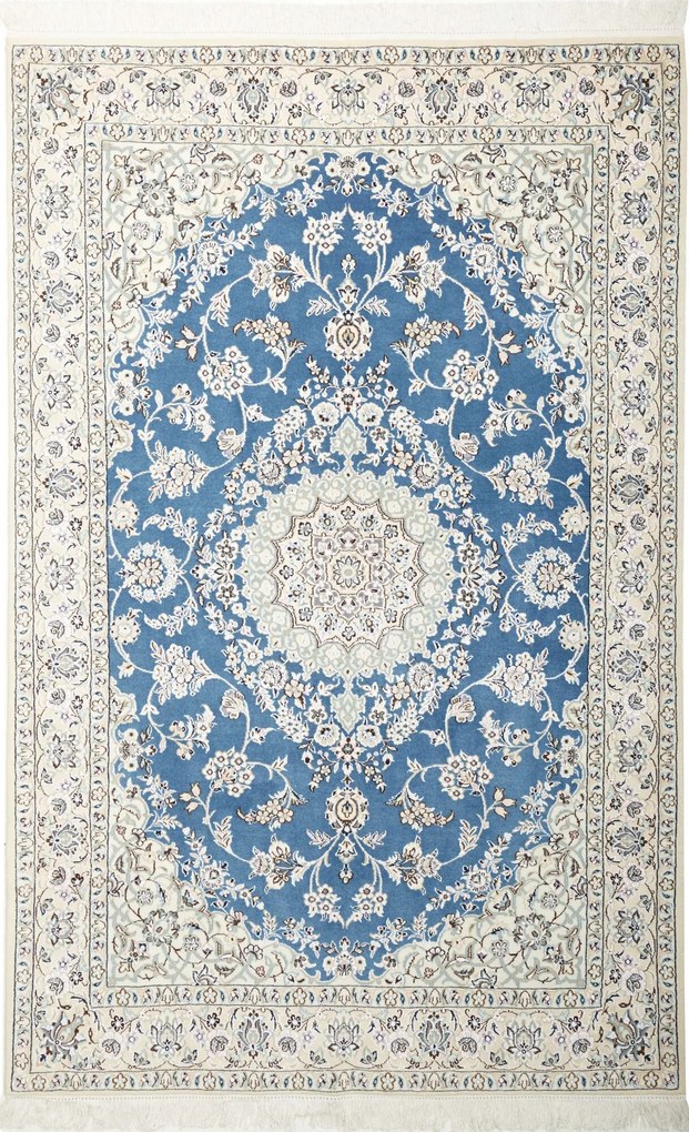 Nain Tappeto 130 x 200 Blu (Iran) Annodato A Mano