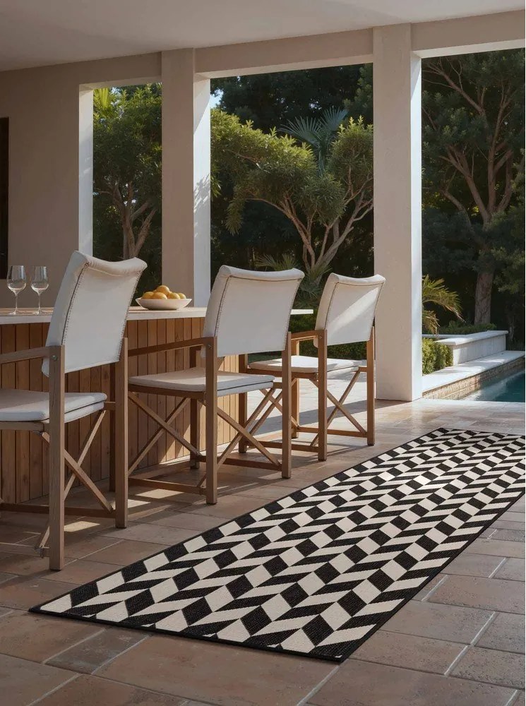 Passatoia da interno ed esterno nera/color crema 80x200 cm Haringey Terrick – Ted Baker