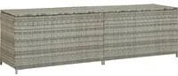 Baule da Giardino in Polyrattan 200x50x60 cm Grigio 46476