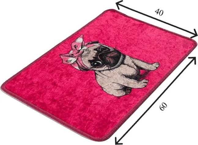 Tappetino per il bagno rosa 40x60 cm Pink Pug – Foutastic