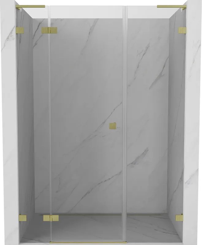 Mexen Lunar L porta doccia apribile sinistra 120 cm, trasparente, oro spazzolato - 834SL-120-050-55-00-L