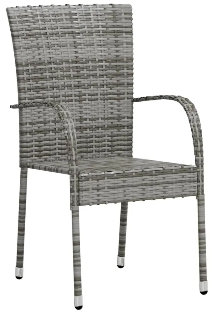 Set mobili da pranzo per giardino 3 pz in polyrattan grigio