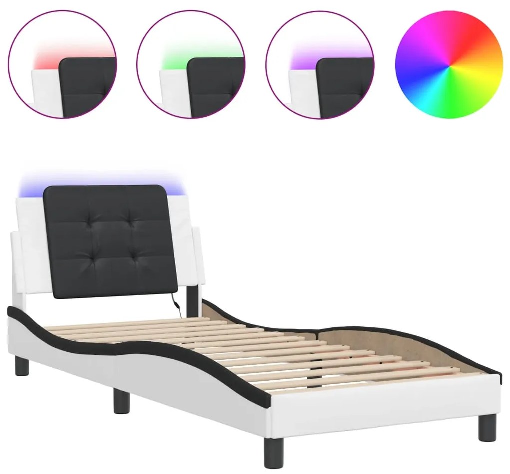 Giroletto con luci led bianco e nero 90x190 cm in similpelle