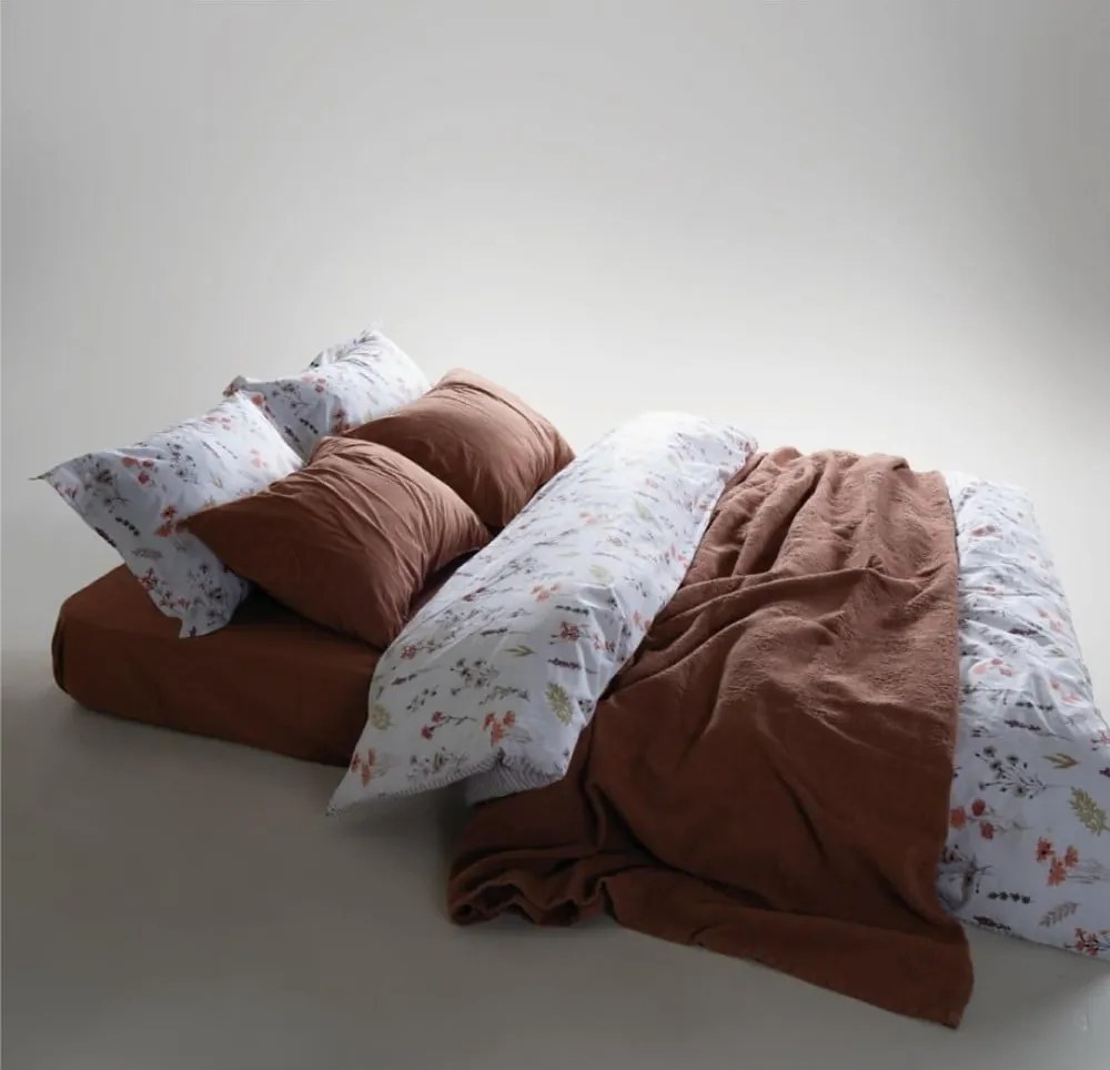 Set copripiumino e federa bianco in cotone renforcé per letto singolo 140x200 cm Floral Dance Autumn – Mila Home Luxury