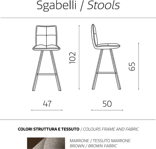 Sgabello cucina tessuto Marrone - bar SILA 2 sgabelli