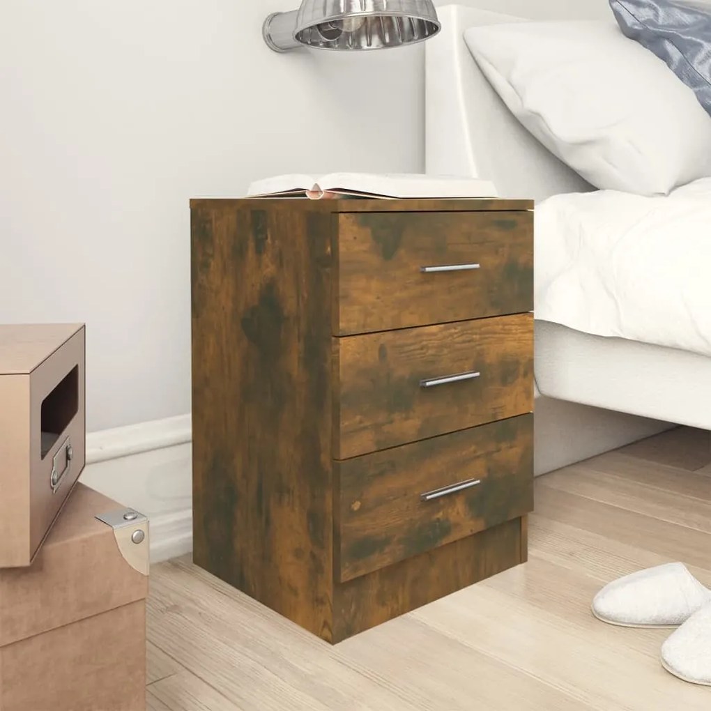 Comodino Rovere Fumo 38x35x56 Cm İn Legno Multistrato /