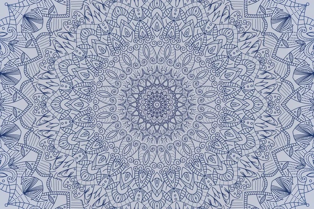 Carta da parati – Mandala ornamentale dettagliata in blu