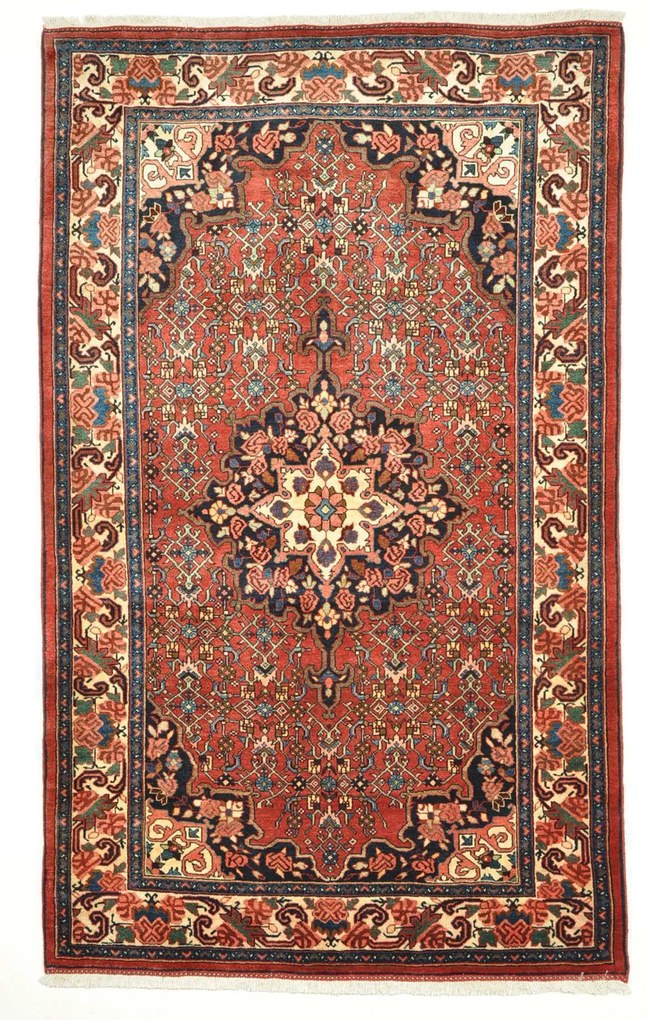 Bidjar Tappeto 220x140 Rosso (Iran) Annodato A Mano