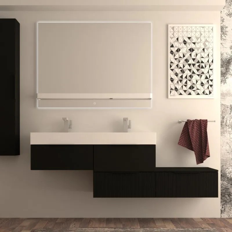 Armadietto bagno a terra Modula BADEN HAUS 1 cassetto P 45 x L 120 x H 27 cm nero opaco