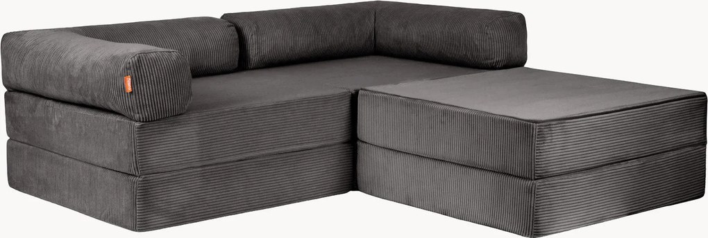 Divano angolare modulare in velluto a coste Family Funzy