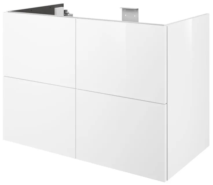 Mobile da bagno sotto lavabo SENSEA Neo bianco laccato lucido L 90 x H 64 x P 48 cm 4 cassetti, lavabo non incluso