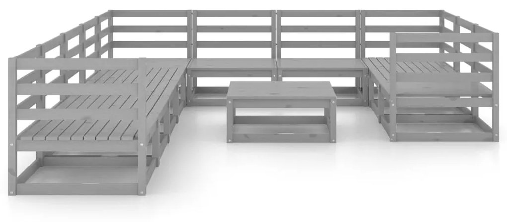 Set divani da giardino 11 pz in legno massello di pino