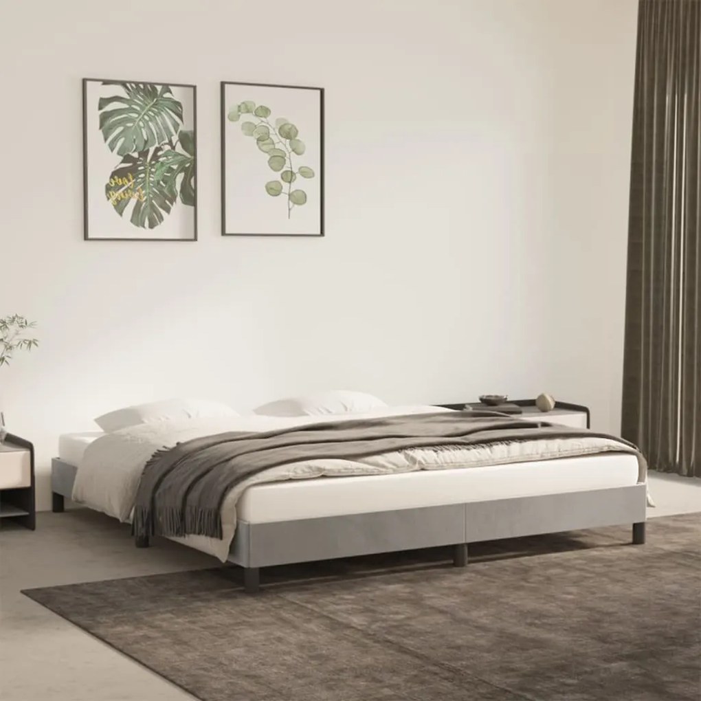 Giroletto Senza Materasso Grigio Chiaro 160x200 Cm Velluto /