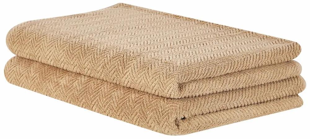 Set di 2 asciugamani cotone beige MITIARO Beliani
