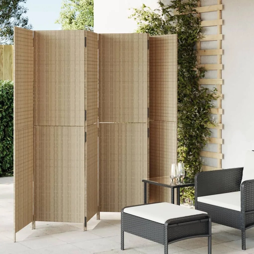 Divisorio Per Ambienti A 6 Pannelli Beige İn Polyrattan /