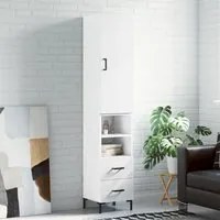 Credenza 34,5x34x180 cm in Legno Multistrato Bianco Lucidocod mxl 106567