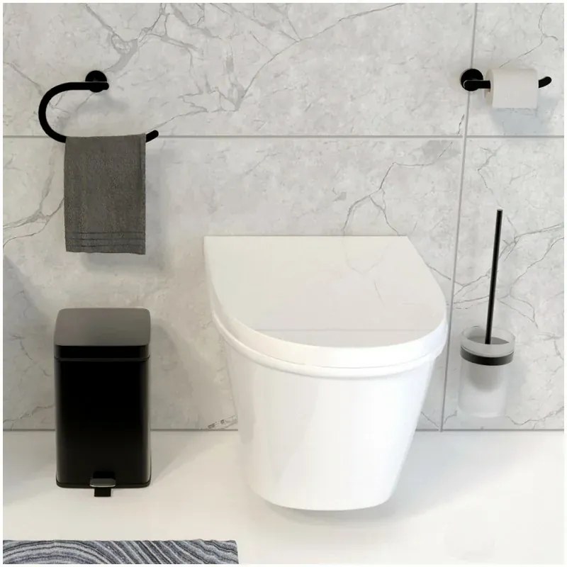 Porta rotolo carta igienica a muro in acciaio nero opaco Chic Black