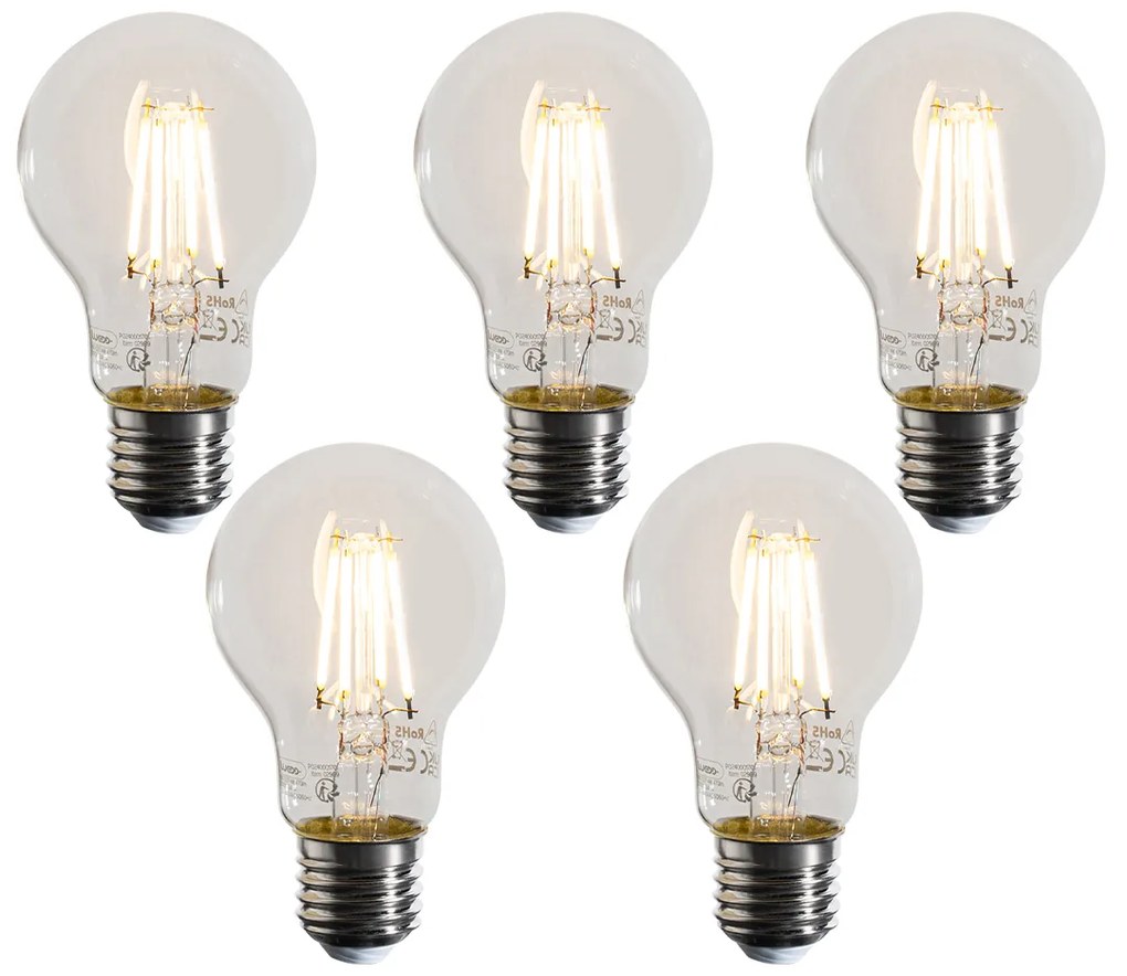 Set van 5 E27 dimbare LED lampen A60 helder 4W 470 lm 2700K