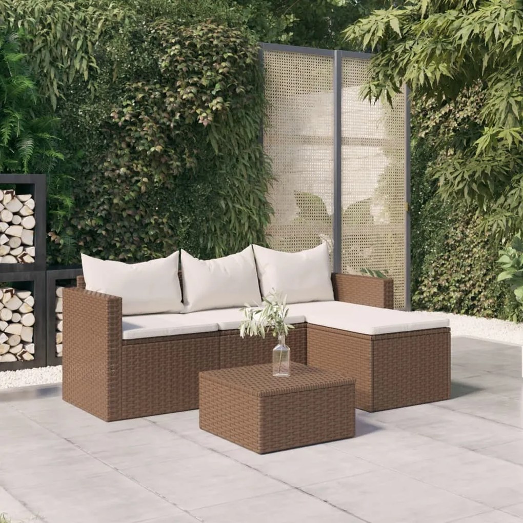 Set mobili da giardino marrone in polyrattan